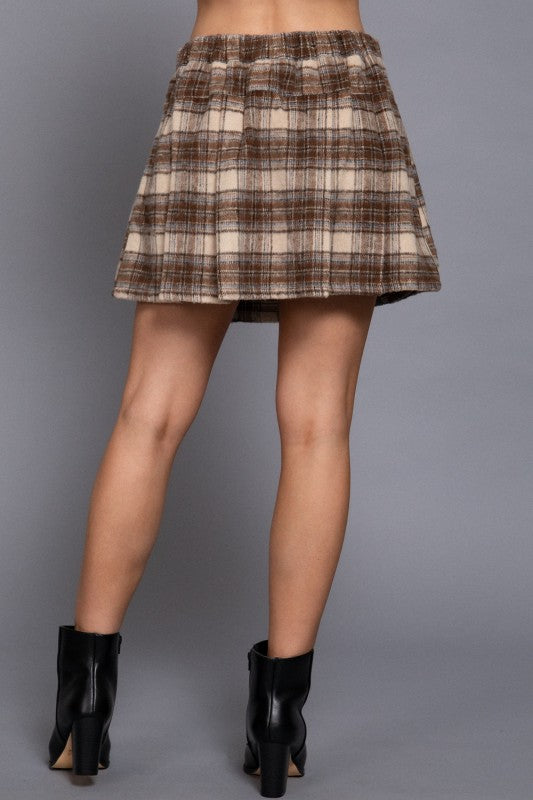 BRUSHED PLAID SKORT