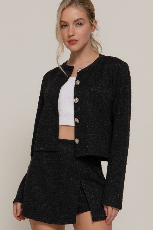 JAX - CROP TWEED KNIT JACKET