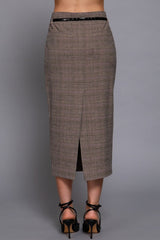 CHARLY - PLAID MIDI COLUMN SKIRT
