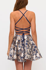 MILA - EMBROIDERED TIE BACK MINI DRESS