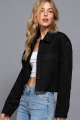 CROP FAUX SUEDE JACKET