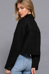 CROP FAUX SUEDE JACKET