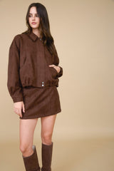 ILARIA - FAUX SUEDE BOMBER JACKET