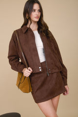 ILARIA - FAUX SUEDE BOMBER JACKET