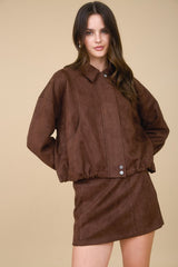 ILARIA - FAUX SUEDE BOMBER JACKET