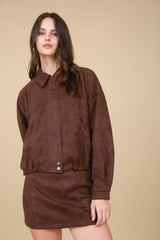 ILARIA - FAUX SUEDE BOMBER JACKET