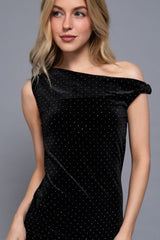GLAM - VELVET RHINESTONE DRESS