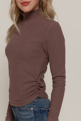 BRUSHED RIBBED TURTLE NECK TOP