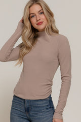 BRUSHED RIBBED TURTLE NECK TOP