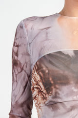 MABLE - LONG SLEEVE MARBLE MESH DRESS