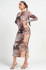 MABLE - LONG SLEEVE MARBLE MESH DRESS