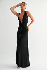 POSH - DEEP V SCARF MAXI DRESS