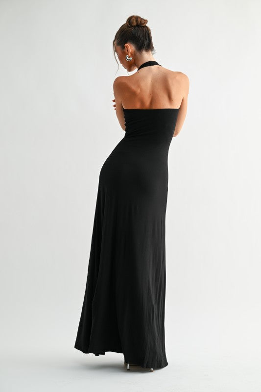 POSH - DEEP V SCARF MAXI DRESS