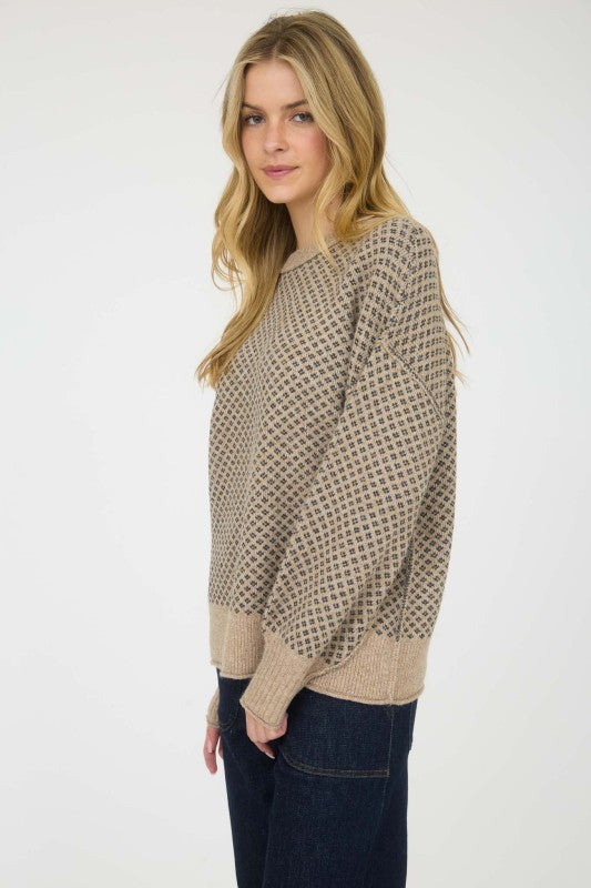 MINI JACQUARD PRINT CREW SWEATER