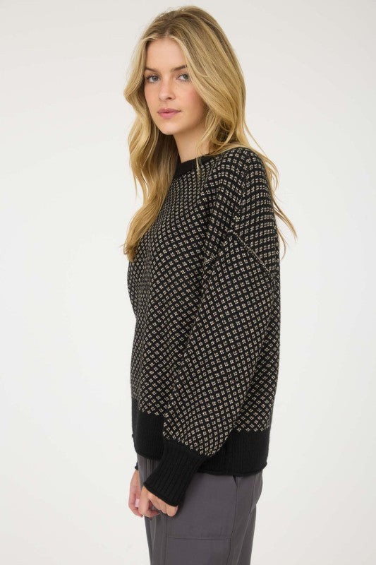 MINI JACQUARD PRINT CREW SWEATER
