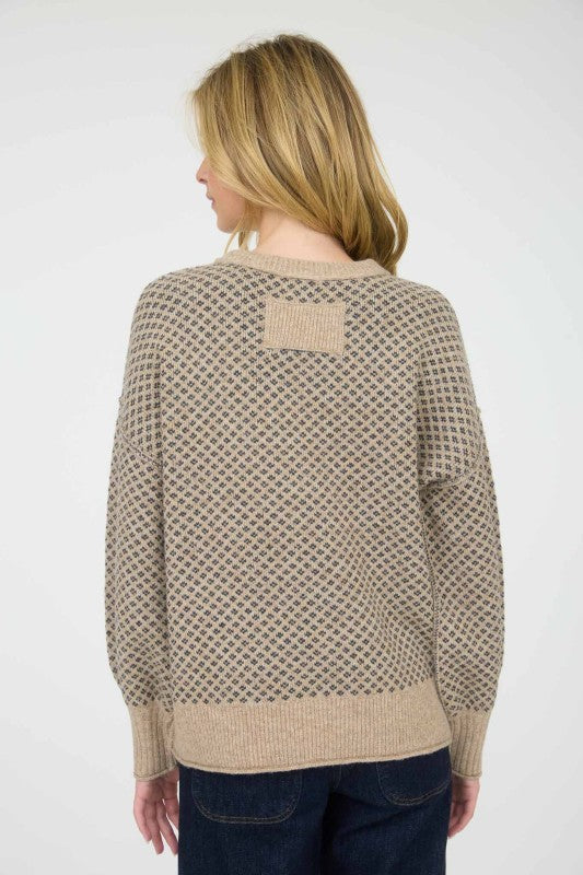 MINI JACQUARD PRINT CREW SWEATER