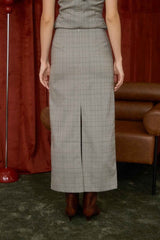 MILA - PLAID COLUMN MIDI SKIRT