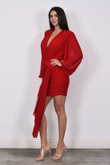 BELLE - LONG SLEEVE SCARF MESH DRESS