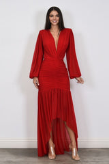 SIMONE - LONG SLEEVE MESH HI LOW GOWN