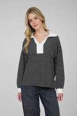 STRIPED POLO SWEATER