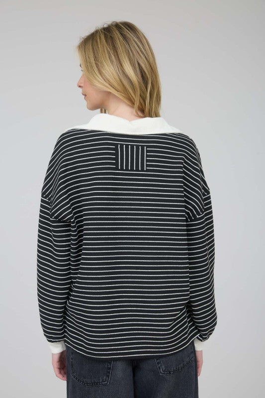 STRIPED POLO SWEATER