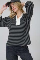 STRIPED POLO SWEATER