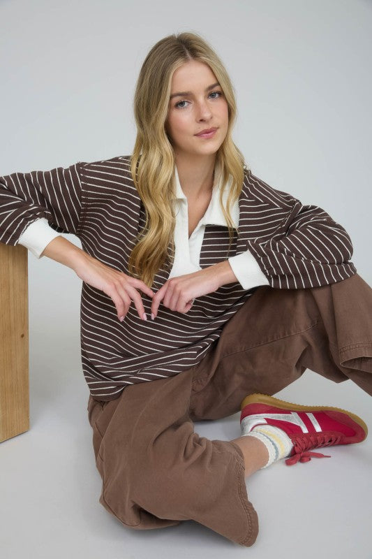 STRIPED POLO SWEATER
