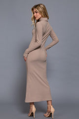 TNECK RIBBED MIDI DRESS