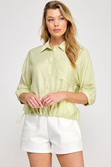 SHORT SLEEVE DRAWSTRING POCKET TOP
