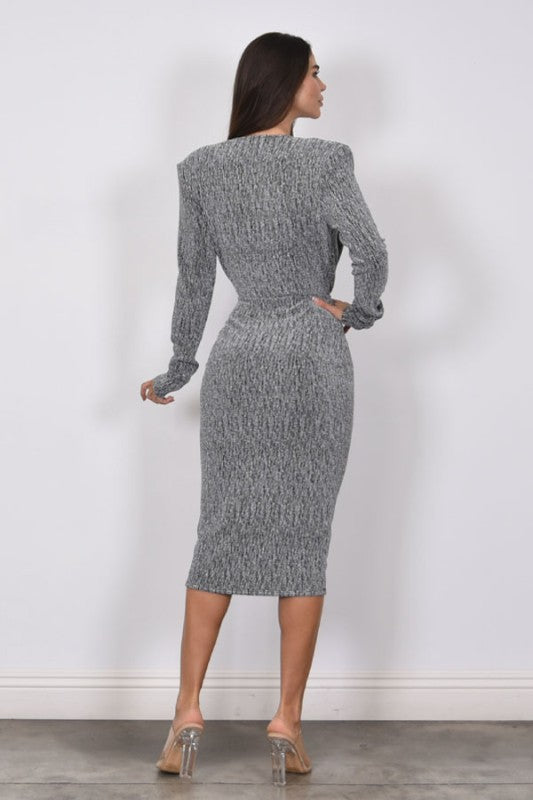 CLEO - METALLIC TEXTURED DRESS