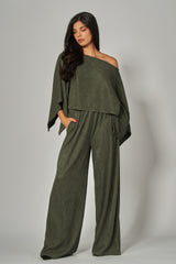 PLISSE - CRINKLE WIDE LEG PANT