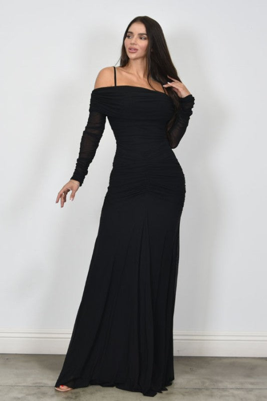 RED CARPET - MESH OFF SHOULDER GOWN