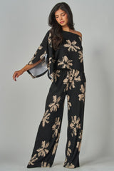 BLACK DAISY - PRINT CRINKLE PANT