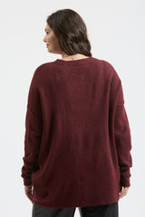 SOLID FRONT SEAM CREW SWEATER