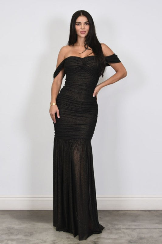 OPAL - OFF SHOULDER FOIL GOWN