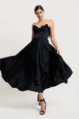 BLACK ROSE - TUBE FIT AND FLARE DRESS