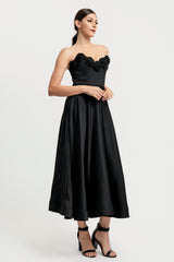 BLACK ROSE - TUBE FIT AND FLARE DRESS