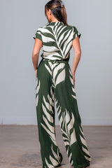 LEAF - CROP PRINT SHORT SLEEVE TOP