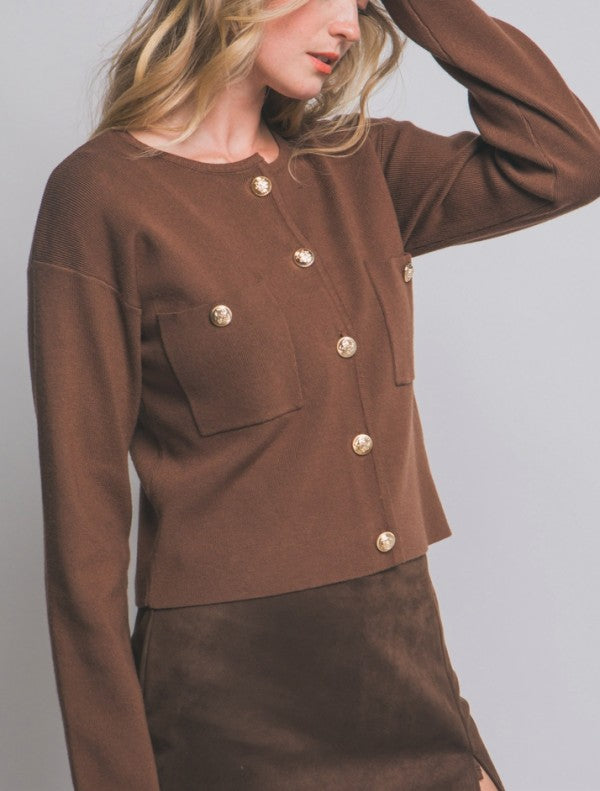 IVY - GOLD BUTTON CARDIGAN