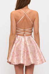 MILA - EMBROIDERED TIE BACK MINI DRESS