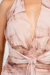 CAPPUCINO - MARBLE SWIRL MIDI DRESS