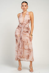 CAPPUCINO - MARBLE SWIRL MIDI DRESS