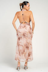 CAPPUCINO - MARBLE SWIRL MIDI DRESS