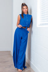 LINEN LOOK - SPLIT FRONT PANTS