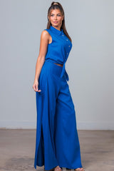 LINEN LOOK - SPLIT FRONT PANTS