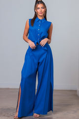 LINEN LOOK - TIE FRONT SHIRT