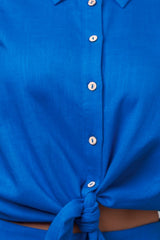 LINEN LOOK - TIE FRONT SHIRT