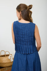 BLUIVY - DENIM TIE FRONT TOP