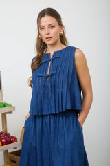 BLUIVY - DENIM TIE FRONT TOP