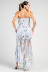 PEACH - CORSETTE FLORAL DRESS